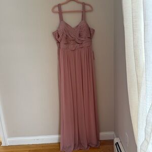 Birdy Grey Elyse Long Mesh Dress in Dusty Rose – Size 2X – Bridesmaid/Formal